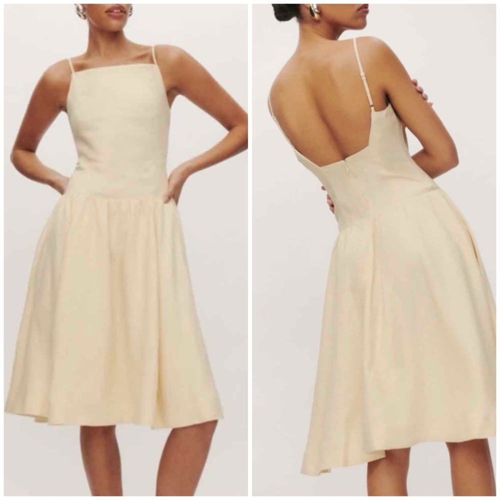 Reformation Clarabelle Linen Dress Sugar Size 12
